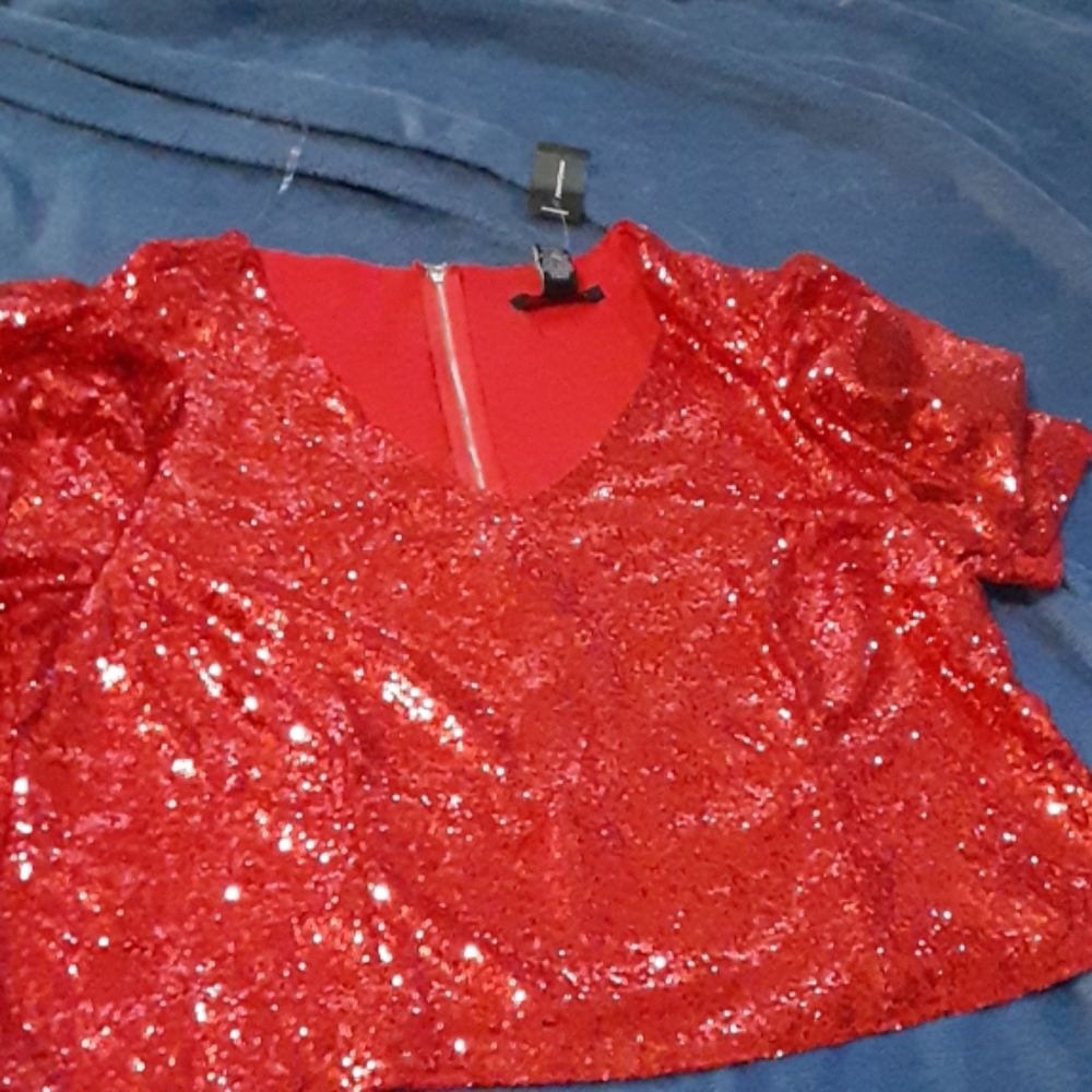 Red sequin blouse